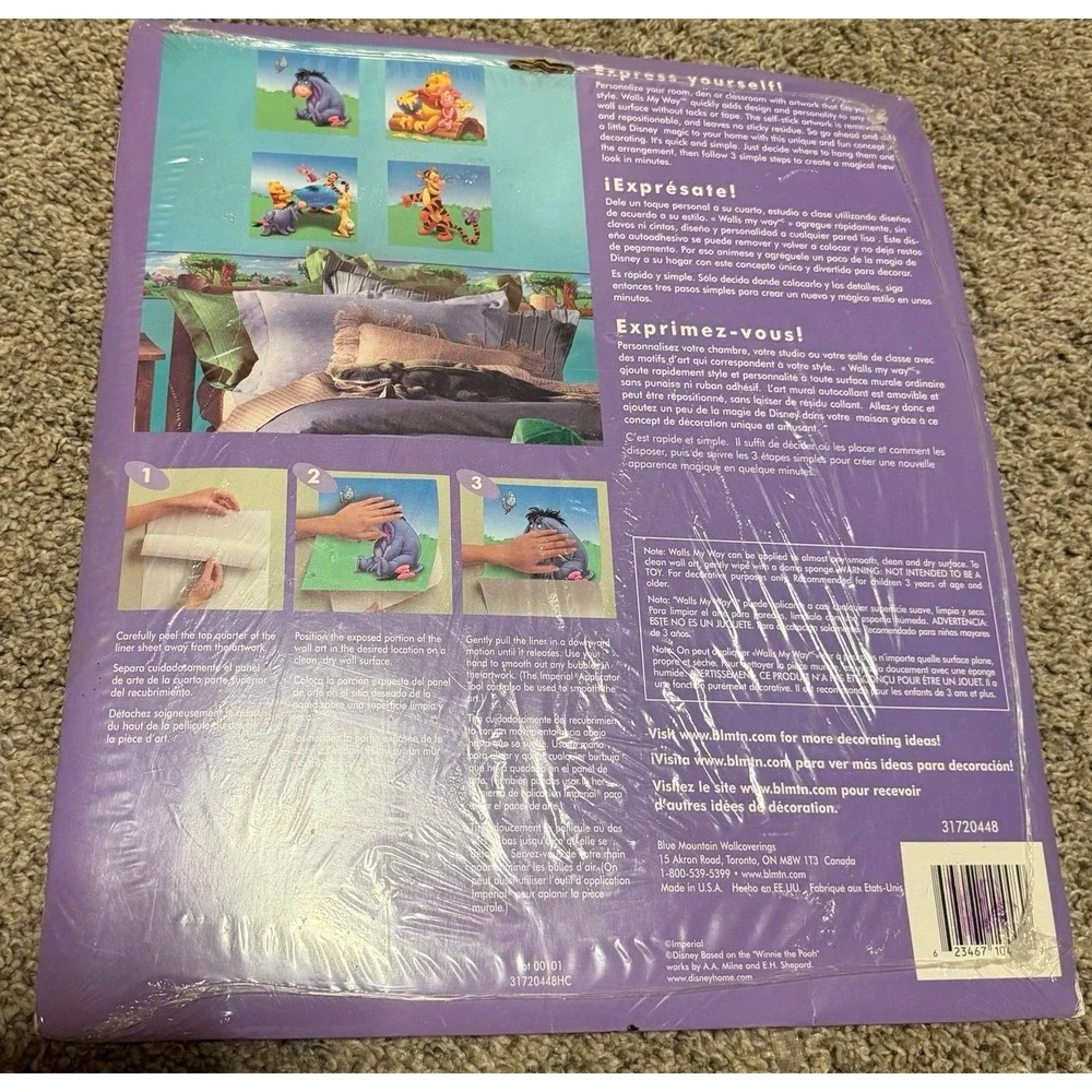 Y2K Disney Winnie The Pooh Wall Decals Imperial Self‎ Stick Wall Art New Sealed